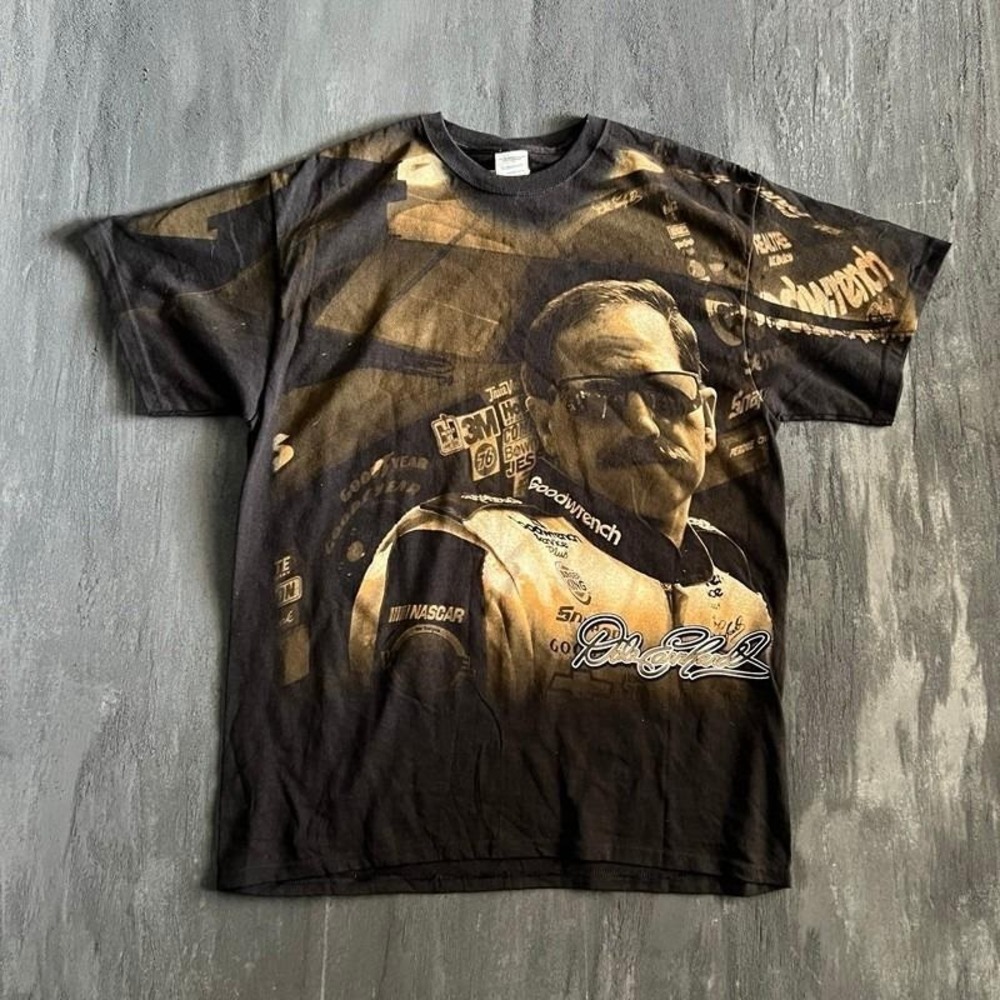 Vintage Dale Earnhardt Shirt Mens Large Black 2000s Nascar AOP